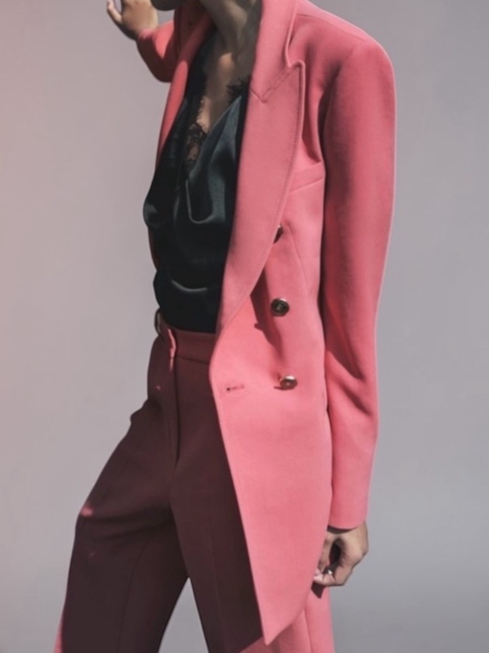 ZARA Pink-Coral Double Breasted Tailored Blazer